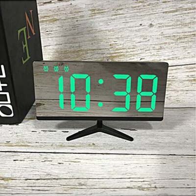 LED Alarm Clock Desk Table Digital Clock Curved LED Screen Alarm Clocks For Kid Bedroom Temperature Snooze Function Home Watch: Green