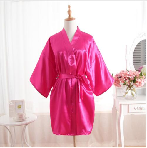 Vrouw Badjas Pyjama Zijde Bruidsmeisje Bruid Gewaad Sexy Vrouwen Korte Satijnen Bruiloft Kimono Gewaden Nachtkleding Nachtjapon Jurk J-Wit: S / GRIJS