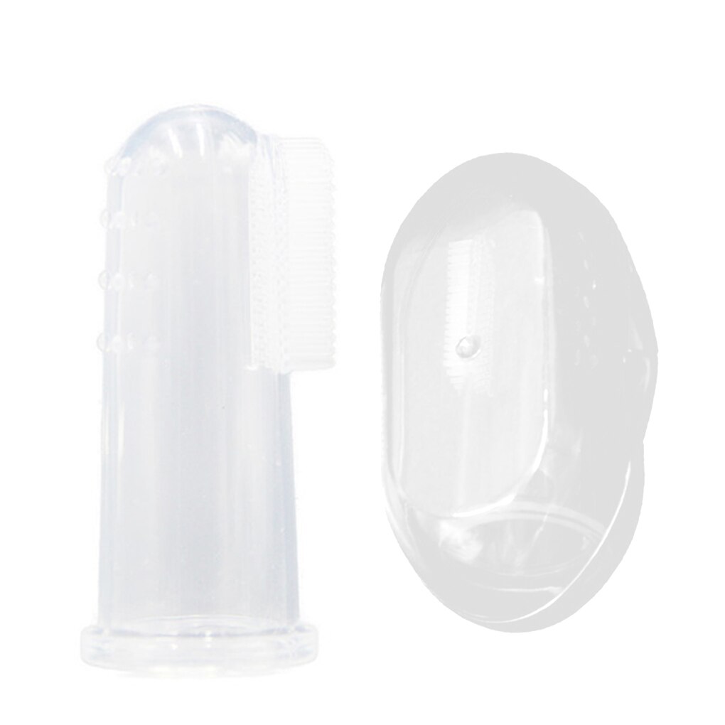 Baby Vinger Tandenborstel Met Doos Zachte Siliconen Tanden Clear Massage Kinderen Zuigeling Rubberen Borstel Set: White