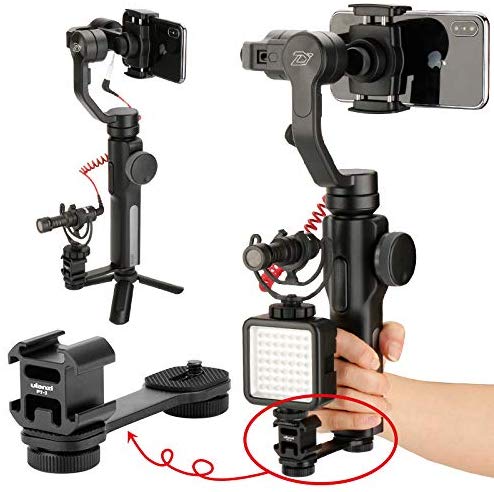 Ulanzi PT-3 Gimbal Accessories Triple Cold Shoe Mounts Plate Microphone Led Video Light Extension Bracket Microphone Stand
