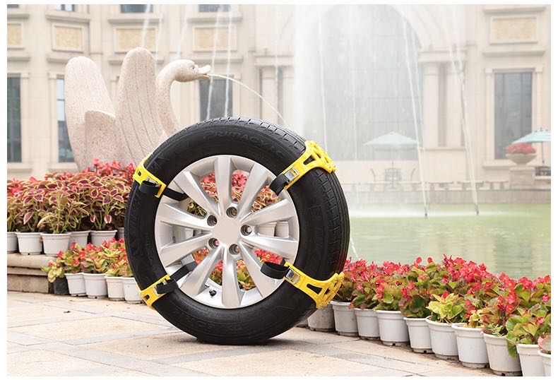 8 pçs pçs/set correntes de neve pneu de carro inverno roadway segurança pneu neve ajustável anti-skid segurança tpu correntes dupla pressão roda skid: 2 Pcs Yellow