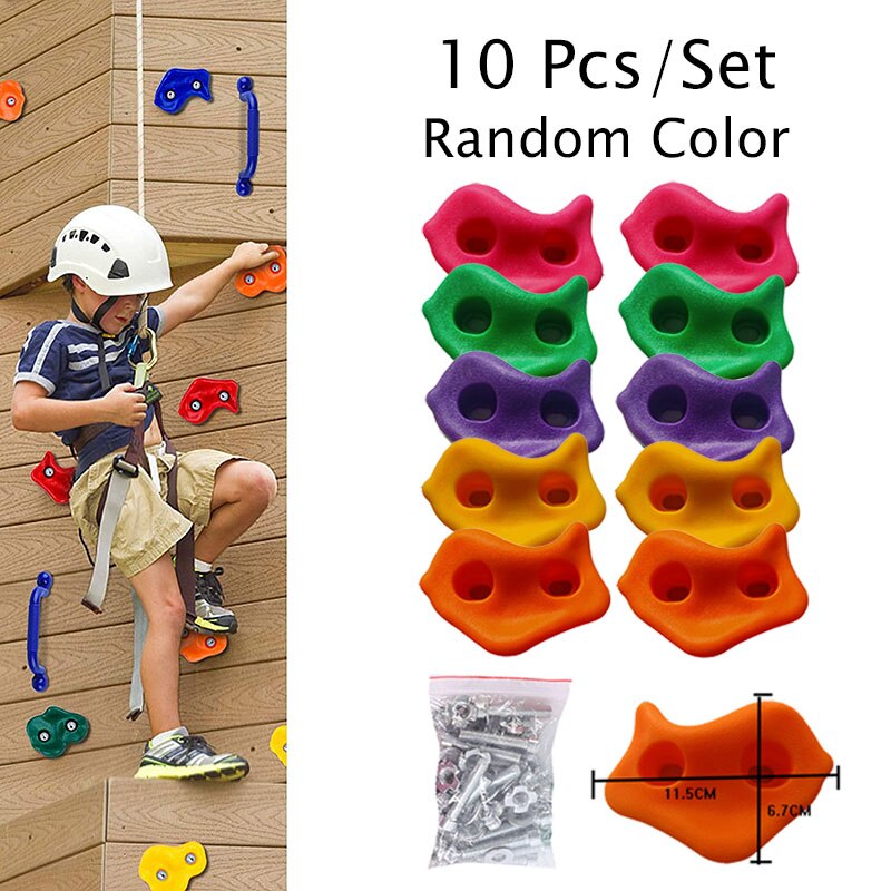 10 Teile/satz freundlicher Kletterwand Hält freundlicher Holz Zauberstab Klettern Steine Spielzeug Art Spielplatz Spiel Hand Füße Halten Griff Bausatz: Schwarz