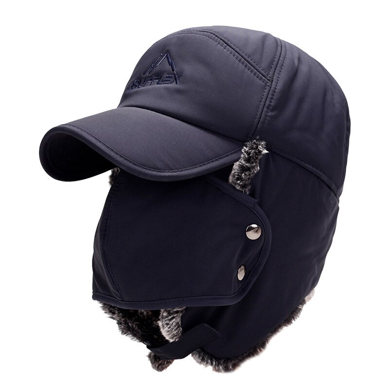 Vinter mænd og kvinder varm fiskeri hat udendørs fortykkelse bjergbestigning kold cap ørebeskyttere holde varm cap: Blå 2