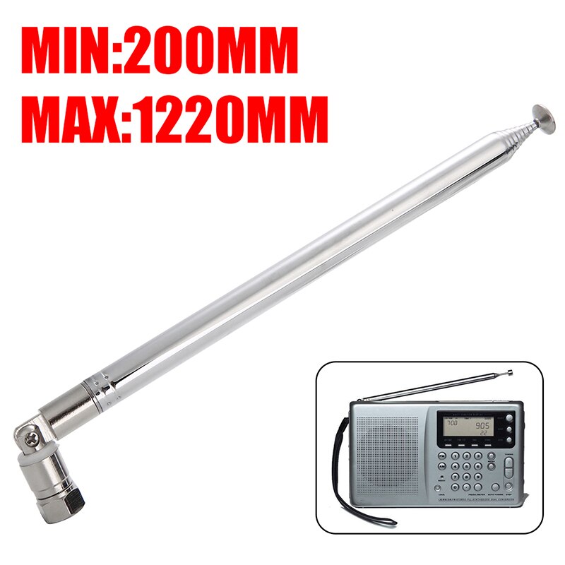 Telescopic Aerial Antenna 1.2m 10 Section Extendable Universal Radio DAB/FM Antenna Receiver Replacement for FM Radio TV