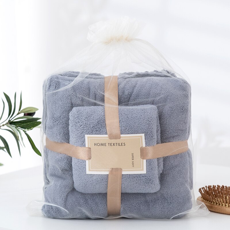 Microfiber Handdoek Set Coral Fleece Absorberende Haar Zwemmen Gezicht Hand Badhanddoek Sets Microvezel Badkamer Handdoeken Sets: Grey water