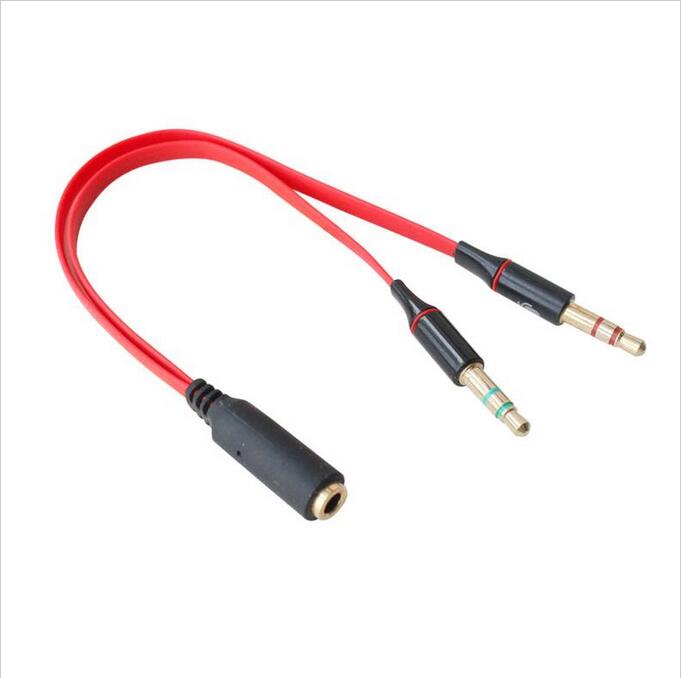 3.5mm jack Male to Female phone Headphone Earphone Audio Cable microphone Splitter Cord to Laptop Notebook PC Computer: Red