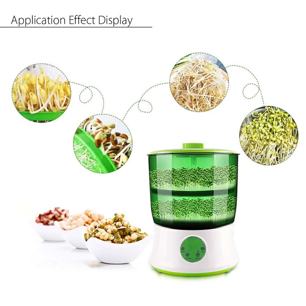 110V/220V Automatic Bean Sprouts Maker Thermostat Electric Germinator Green Seedling Sprout Growth Bucket Machine US EU
