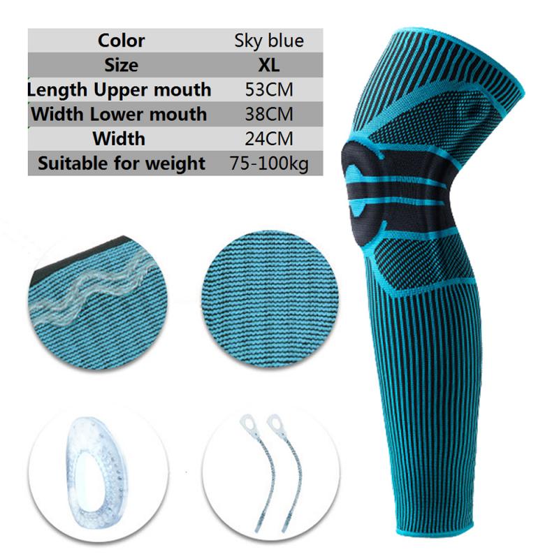 Football Basketball Leg Knee Long Sleeve Protector Gear Soccer Legwarmer Compression Shin Guard Calf Sleeve Leg Sleeve Knee Pads: Blue XL