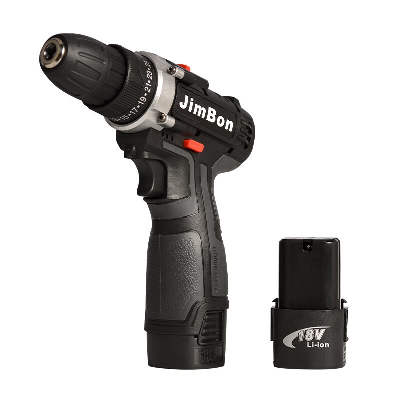 Electric Cordless Drill 18V 2 Speed Wireless Power Driver Screwdriver Home DIY Repair Woodworking Tool with 2Lithium-Ion Battery