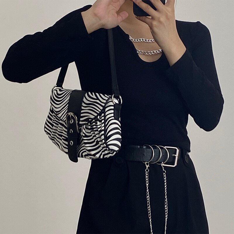 Zebrapatroon crossbody tas voor dames all-match retro oksel schoudertassen dames avondfeest portemonnee