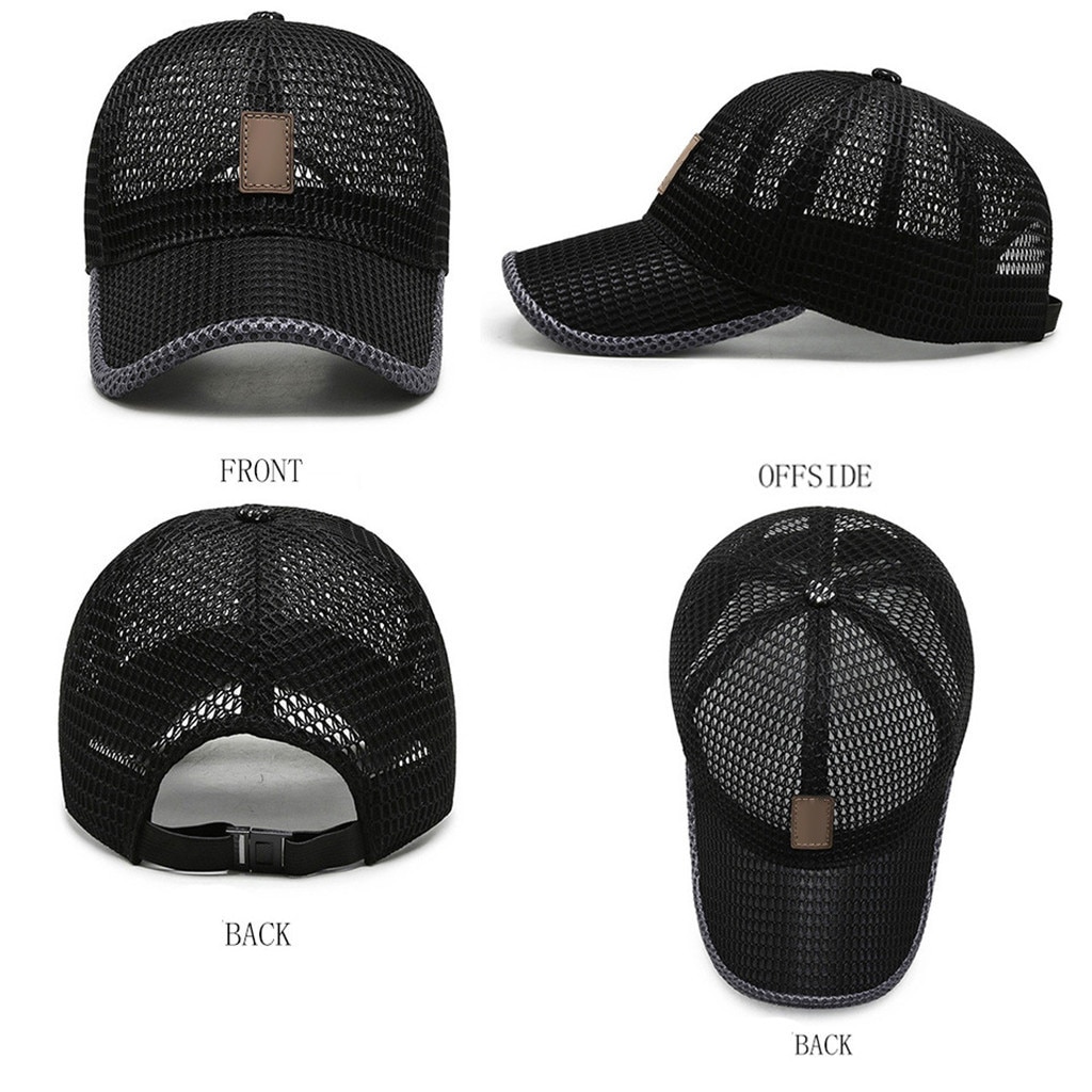 Summer Extended Eaves Full Mesh Baseball Cap Outdoor Breathable Shade Mesh Cap Adjustable Hat Women Men Straw Casual Hats