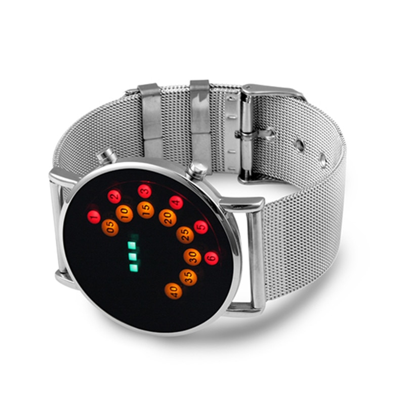 LED Kühle Digitale Uhr Männer Uhren Luxus Gittergewebe binär Uhren Männlichen Digitale Stunde Uhr Montre Homme Masculino Uhren