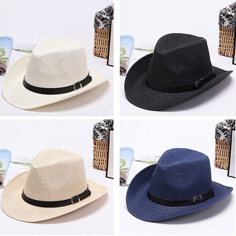 Mannen Stro Cowboy Hoed Klassieke Western Cowboy Zon Hoeden Voor De Zomer Strand
