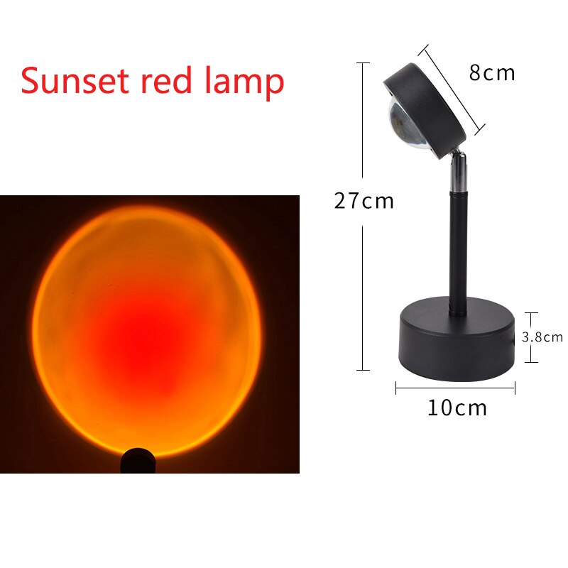 Sunset Rainbow Projector Night Lights Usb Led Table Lamp Projection Led Lamps Bedroom Coffee Wall Decoration Atmosphere Light: Sunset red lamp