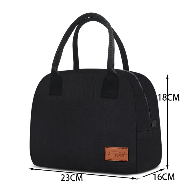 Aosbos Mode Draagbare Koeler Lunch Tas Thermische Geïsoleerde Reizen Tassen Grote Voedsel Picknick Lunchbox Tas Voor Mannen Vrouwen kids: GN01-Black