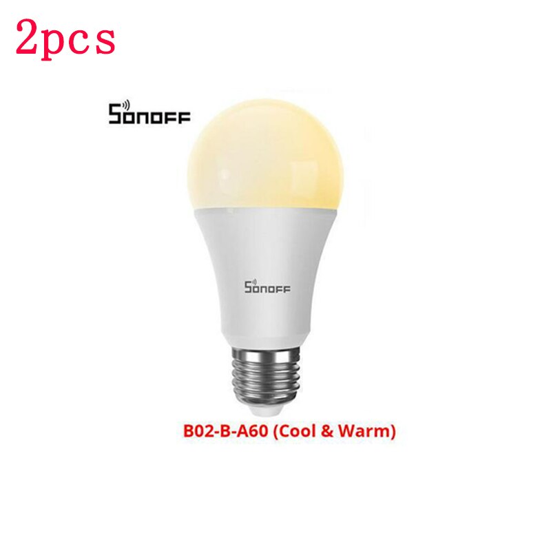 SONOFF B02-B-A60/B05-B-A60 WiFi ampoule LED intelligente E27 Dimmable RGB 9W EWeLink domotique intelligente fonctionne avec Alexa et Google: 2pcs  B02 B A60