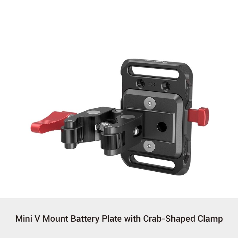 SMALLRIG V-Lock Mount Battery Plate with with 15mm Rod Clamp &amp; Adjustable Arm - 2991: with Crab Clamp