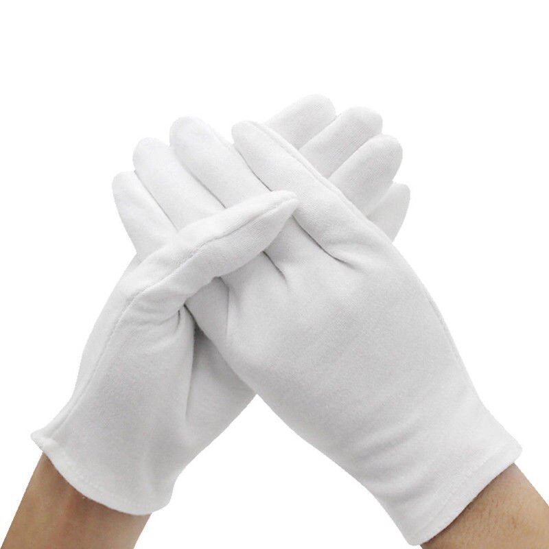 6 Pairs White Cotton Inspection Work Gloves