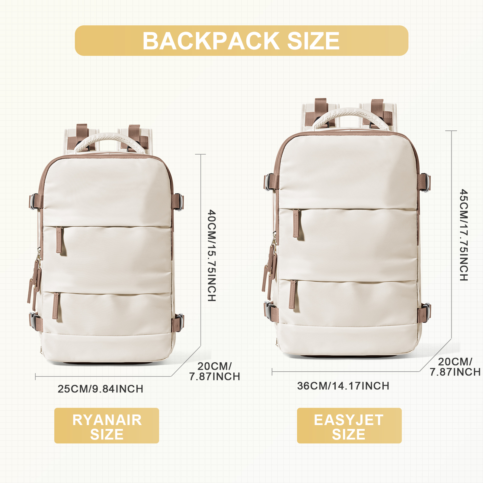 College Laptoptas Reisrugzak Grote capaciteit Easyjet 45x36x20 Rugzak Ryanair 40x20x25 Cabin Rugzak, Handbagage Tas