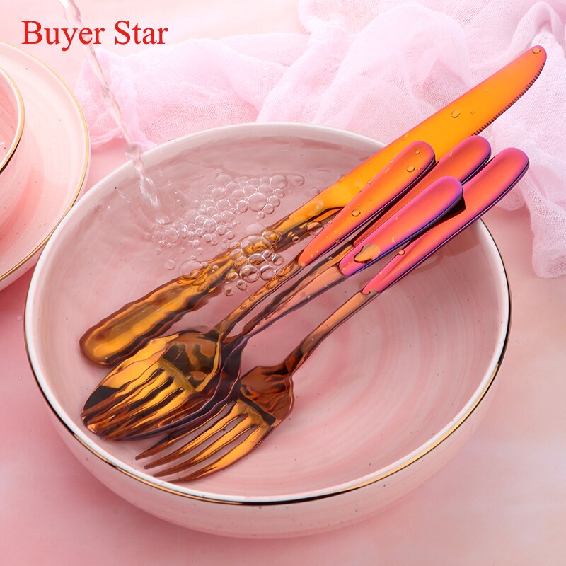 5 Pcs/Set 304 Stainless Steel Flatware Set Knife Fork Spoon High Grade Dinnerware Party Cutlery Set Dining Appliance
