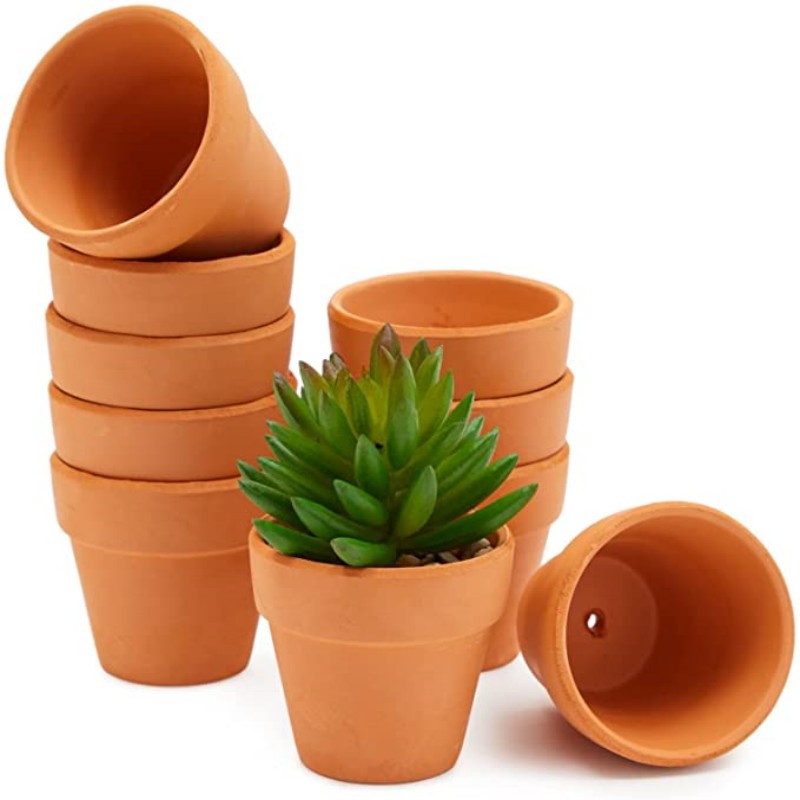 Maceta de terracota con agujeros de drenaje, macetas pequeñas de arcilla para plantas, suculentas, manualidades, paquete de 10, 2,5 pulgadas