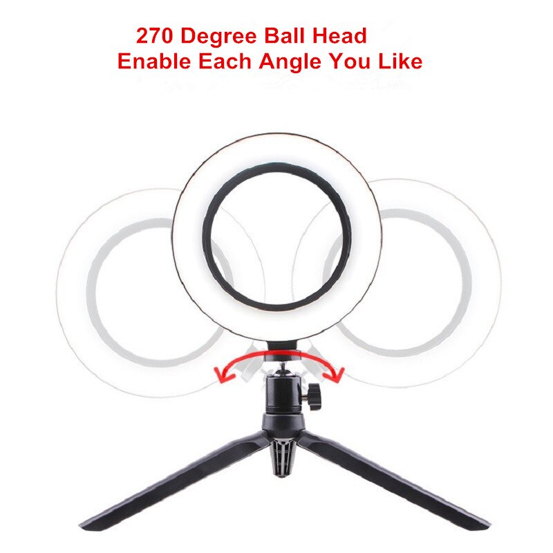 Dimmable LED Ring Light 16/20/26cm 2700k-6500k Ring Lamp Camera Phone Photography Video Makeup Lamp With Tripod Phone Clip