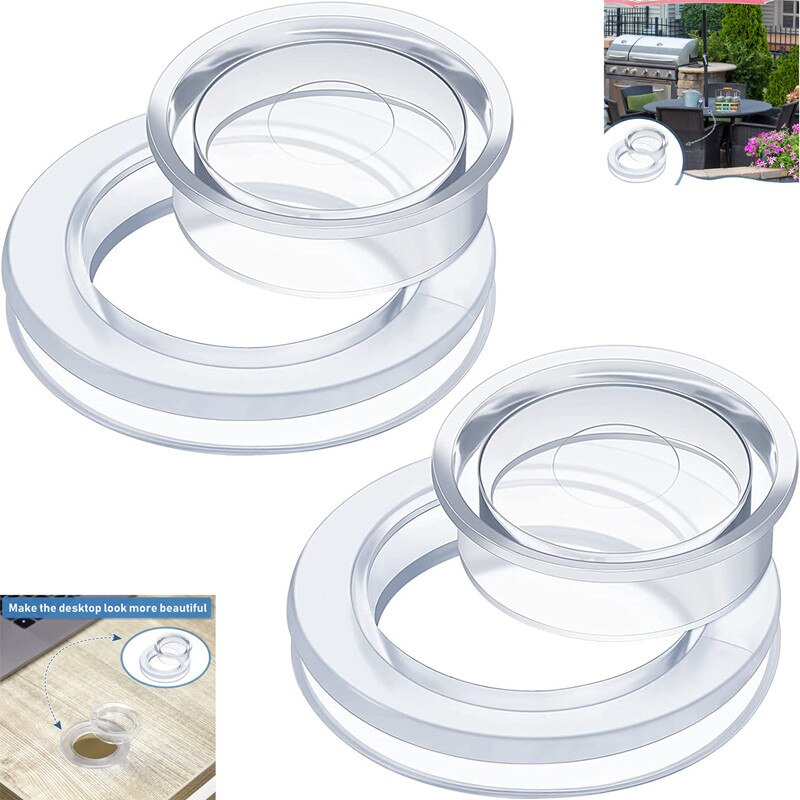 2Pcs Tuin Tafel Parasol Paraplu Gat Ring Plug Cap Bureau Pvc Ronde Kabel Gat Cover Voor Glas Buiten Patio tafel Accessoires