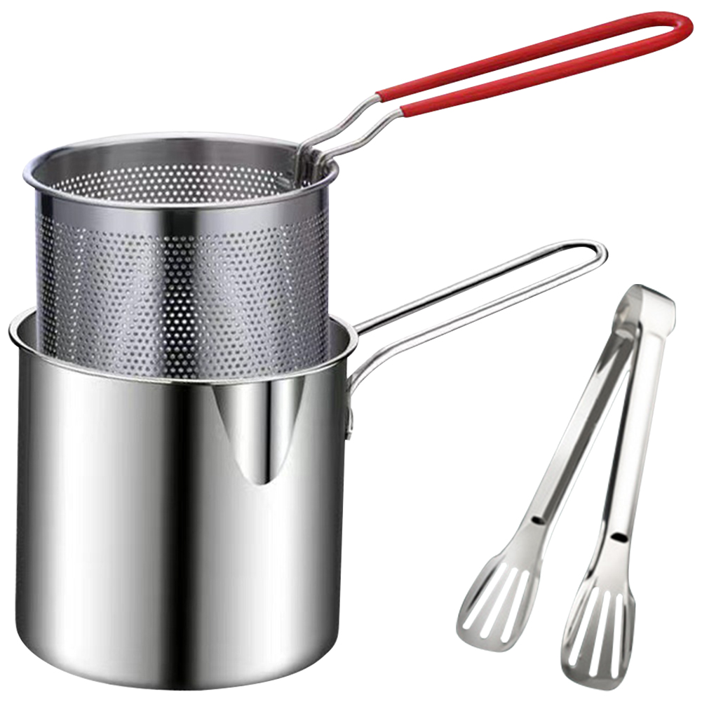 Poêle à frire profonde en acier inoxydable avec panier à passoire, marmite multifonctionnelle, friteuse à tempura, outils de cuisson frits jetables: YELLOW