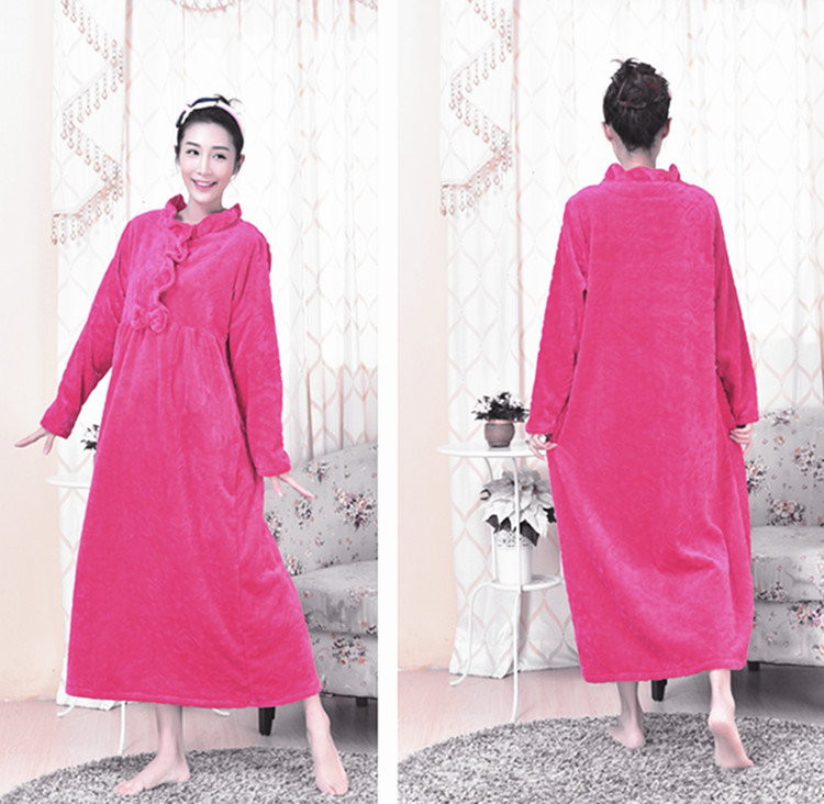 Camisón de terciopelo para mujer, ropa de dormir de princesa rosa púrpura, lencería de exposición, vestido cálido de invierno para el hogar