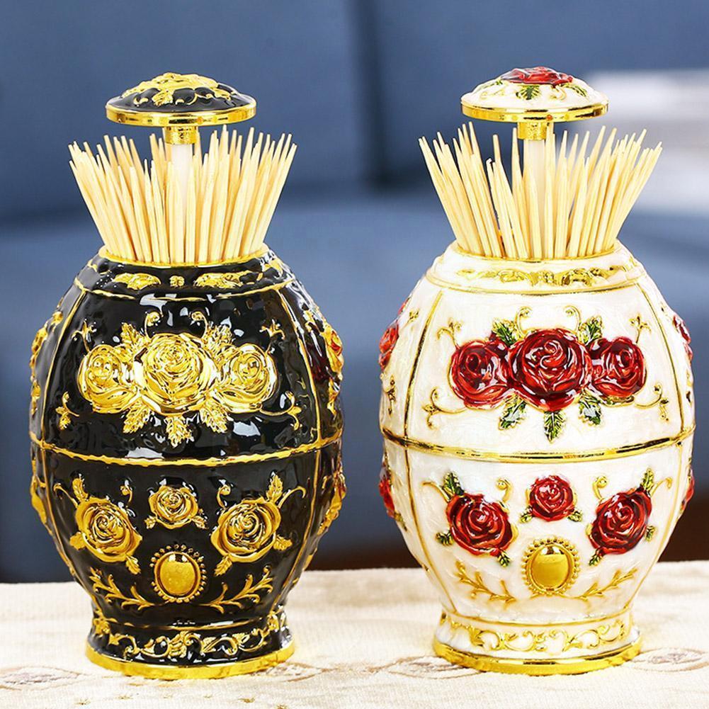 Chinese Style Multi-color Round Bottom Toothpick Jar Toothpick Pops Restaurant Out Box Table Toothpick Automatically Holder Y1z2