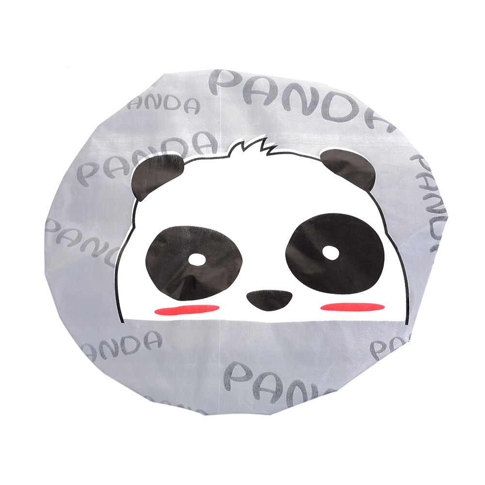 Vanntett dusjhette nydelig søt tegneseriehette for kvinner anti oljehatt elastisk badehette kvinner frisørsalong baderomshette: Panda