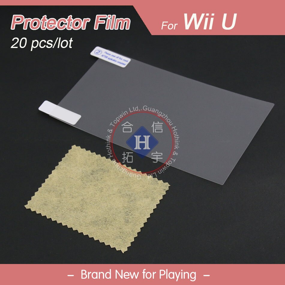 Hothink 20 Stks/partij Clear Lcd Screen Protector Film Guard Met Reinigingsdoekje Voor Wii U Game Pad Wiiu Gamepad