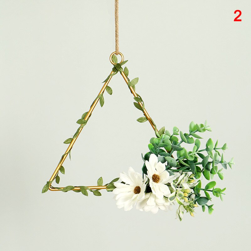 Le plus Polygona Simulation fleur couronne porte tenture murale fleur cerceau couronne anneau en métal guirlande suspendue pour décoration murale de mariage: 2