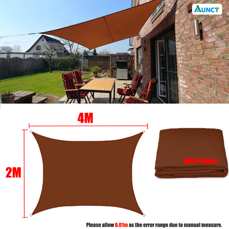 Brown Waterproof Sun Shade Sail All size Square Rectangle Triangle Garden Terrace Canopy UV-Block Shade Camp Hiking Yard Awnings: black