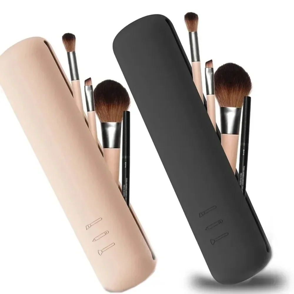 Bolsa de almacenamiento de brochas cosméticas de silicona, soporte para brochas de maquillaje de viaje, estuche de esponja de maquillaje, herramientas de maquillaje de belleza impermeables portátiles