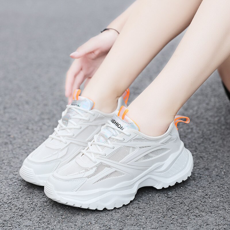 AONEGOLD Zapatillas Deportivas De Cuña Para Mujer Ligeros Zapatillas Con Tacón Transpirables Zapatillas Altas Moda Casual Plataforma Invisibles Sneakers (2407 Blanco/34EU
