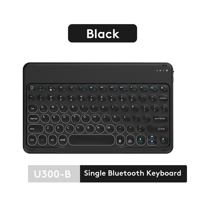 10inch Bluetooth Keyboard Mouse Russian French Arabic Spanish Teclado Keyboard for Android Samsung Windows iOS Phone Keyboard: 10inch Black