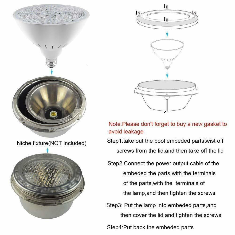 Universal Color Changing LED Swimming Pool Light Remote Control IP68 Underwater Spotlight E27 Bulb for Pentair Hayward Fixture