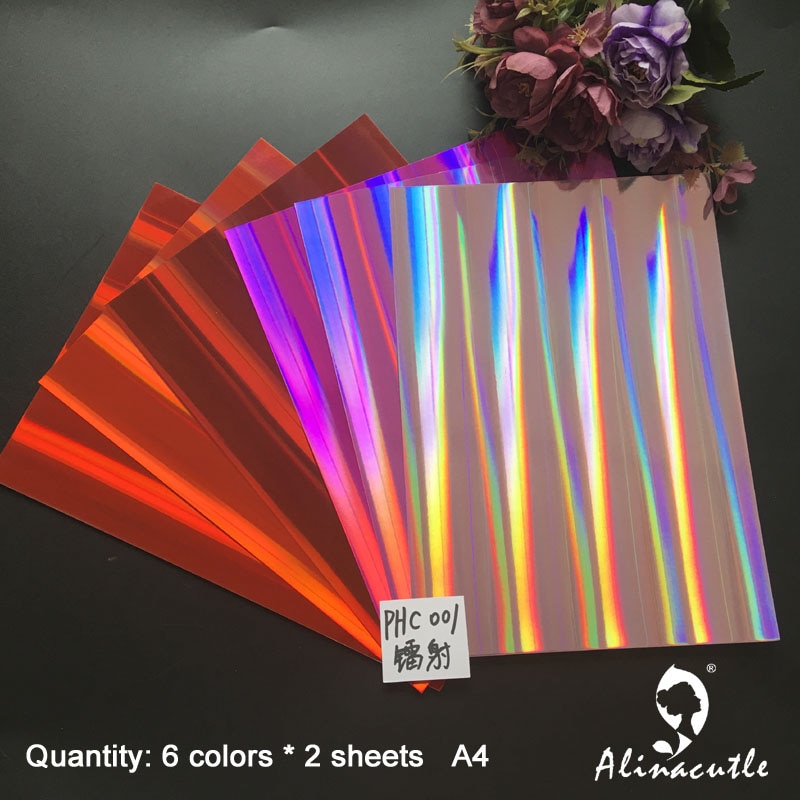6 kleuren x 2 vel Cardstock Papier Karton Kleuren Shades Holografische A4 250gsm Scrapbooking papier pack craft pad Alinacraft