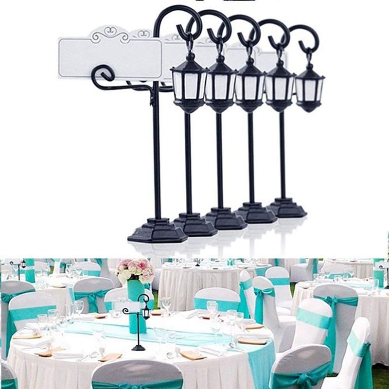 Soporte de tarjeta con forma de farola para , boda, recepción, lugar, número, nombre, mesa, menú, foto, Clip, 5 piezas