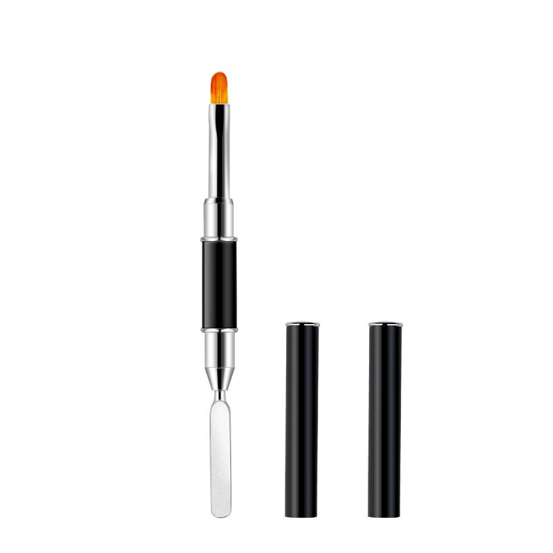 Dual Head Painting Brush Nail Pen Art Acryl Uv Poly Gel Extension Builder Tekening Brush Verwijderen Spatel Stok Manicure Tool: black