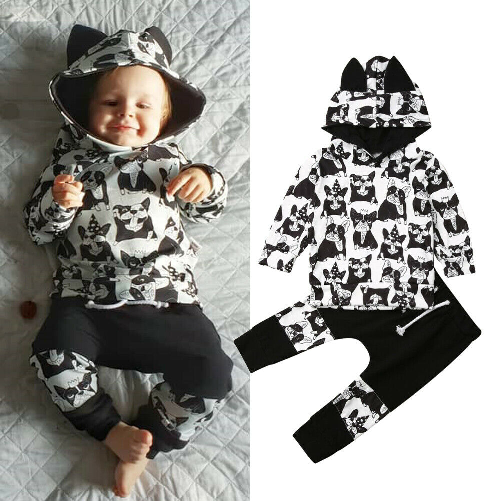 Höst barn baby flicka djur kläder tröja topp byxor spädbarn kläder sätter träningsoverall