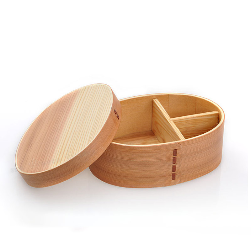 Oneup 3 stuks/set bento box japanse stijl lunchbox voor kinderen houten materiaal servies voedselcontainers met compartimenten gezond: Licht