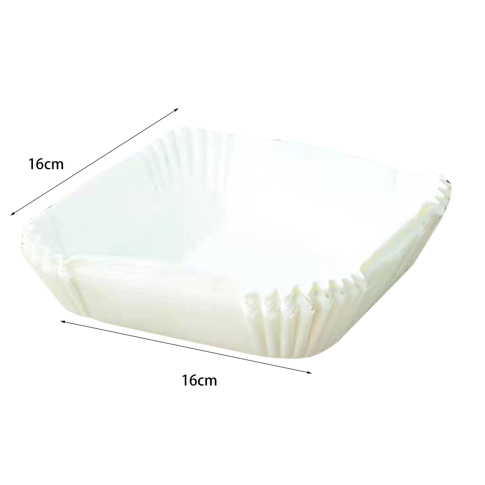 Air Fryer Parchment Paper Liners Non-Stick 50pcs 16cm Disposable Wood Pulp Steamer Baking Cheesecake Paper Air Fryer Accessories: White A