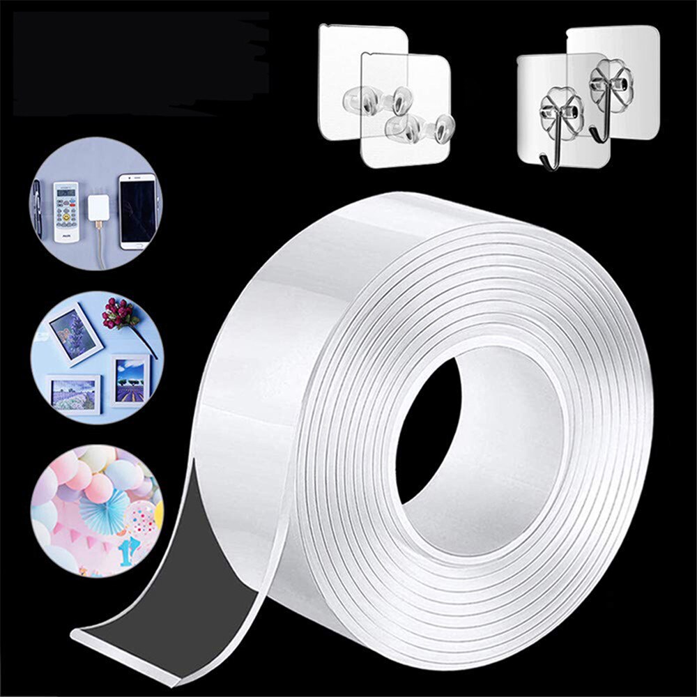 1M/2M/3M/5M Double Nano Tape Double Sided Tape Transparent NoTrace Reusable Waterproof Adhesive Tape Cleanable Home