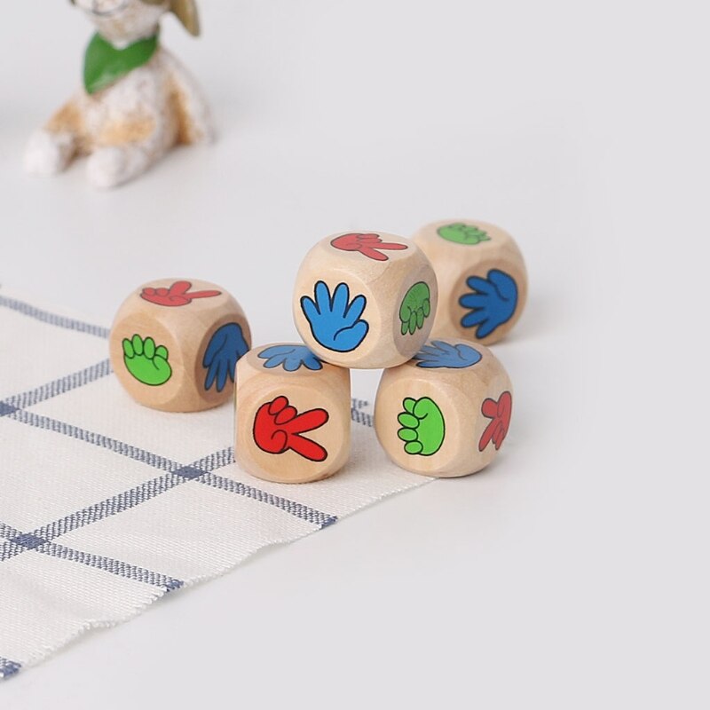 5 stücke Trinken Spiel Felsen Papier Schere Finger-Vermute 20mm Holz Würfel Bar Spielzeug