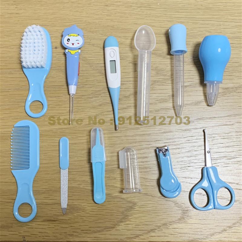 8/10/12pcs Baby Care Kit Baby Hygiene Kit Nail Scissors Clipper Portable Infant Child Health Care Tools Sets For Toddler: 12pcs blue