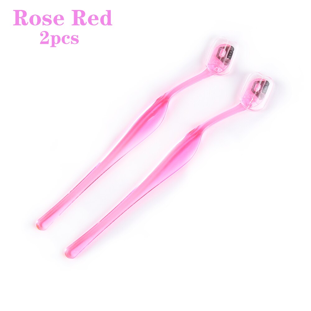 Navaja portátil para cejas, cortador de cejas de acero inoxidable, cuchilla, removedor de pelo, herramientas de maquillaje Facial, 2 uds.: Rose Red