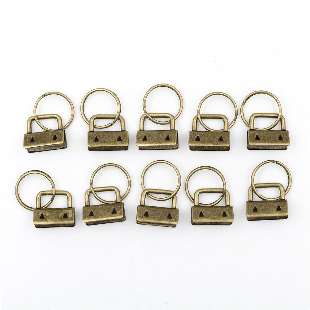 10 stk nøglering hardware 25mm nøglering split ring til håndled armbånd bomuld hale klip: Bronze