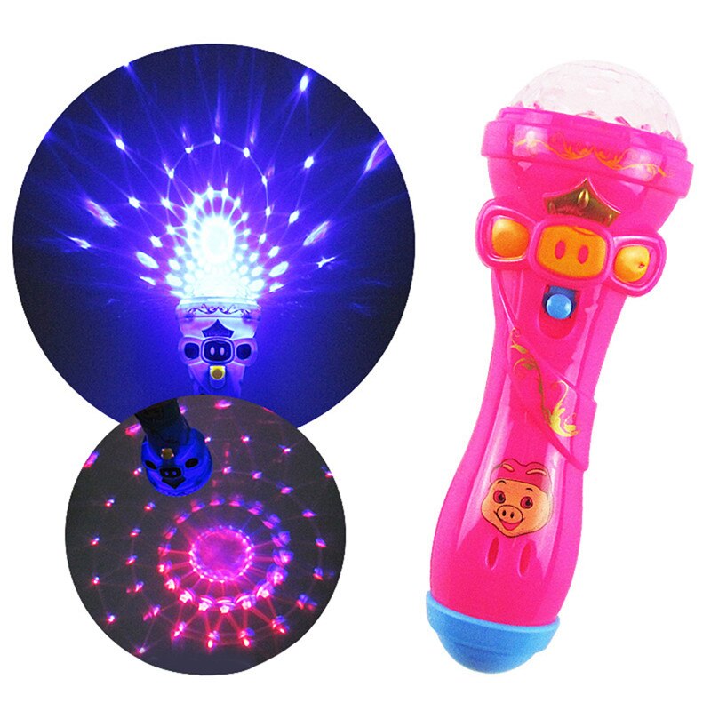 Proiezione 15*4.5cm nuovissimo LED 1 pc luce di plastica lampeggiante giocattolo di alta qualità microfono forma torcia regalo per bambini #287982